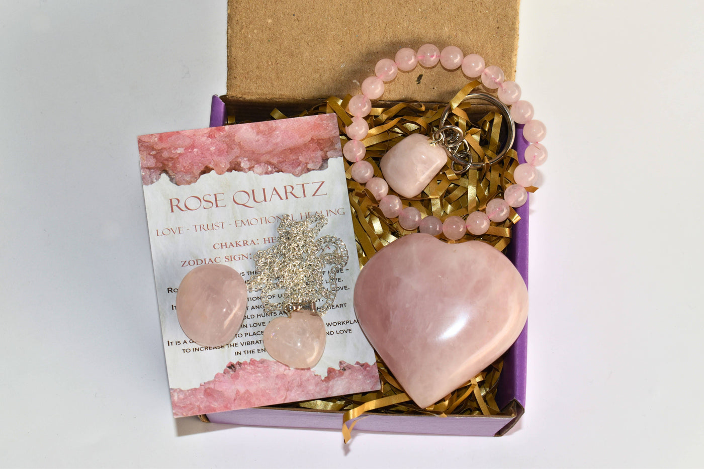 Rose Quartz Crystal Gift Set For Love Relationship, Perfect for Valentine Gift