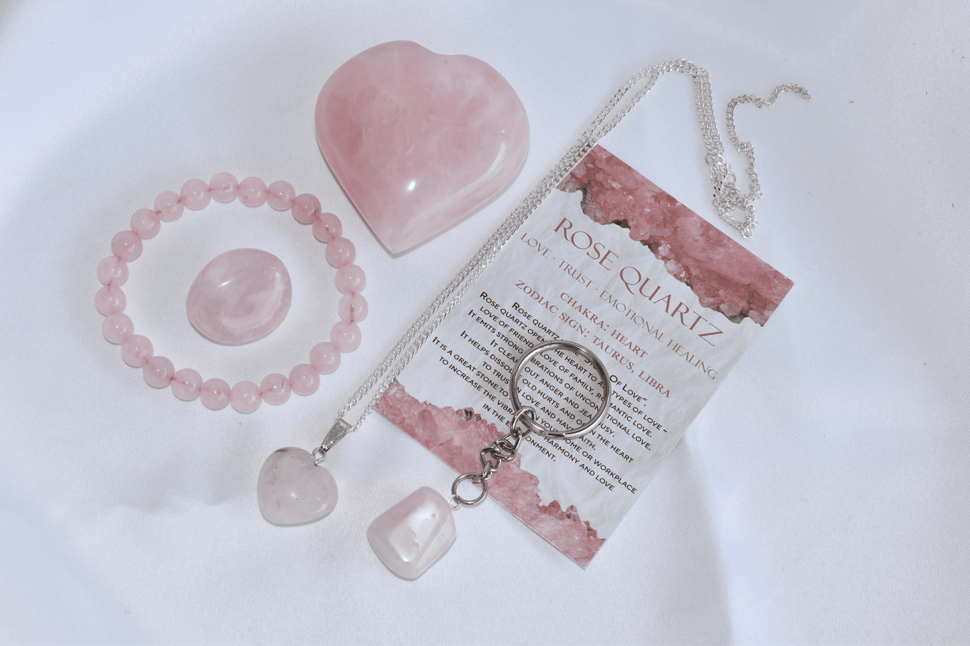 Rose Quartz Crystal Gift Set For Love Relationship, Perfect for Valentine Gift