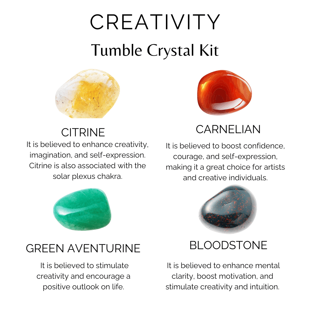 Energizes CREATIVITY Crystal Kit, Gemstone Tumble Kit, Creativity Crystal Gift Set