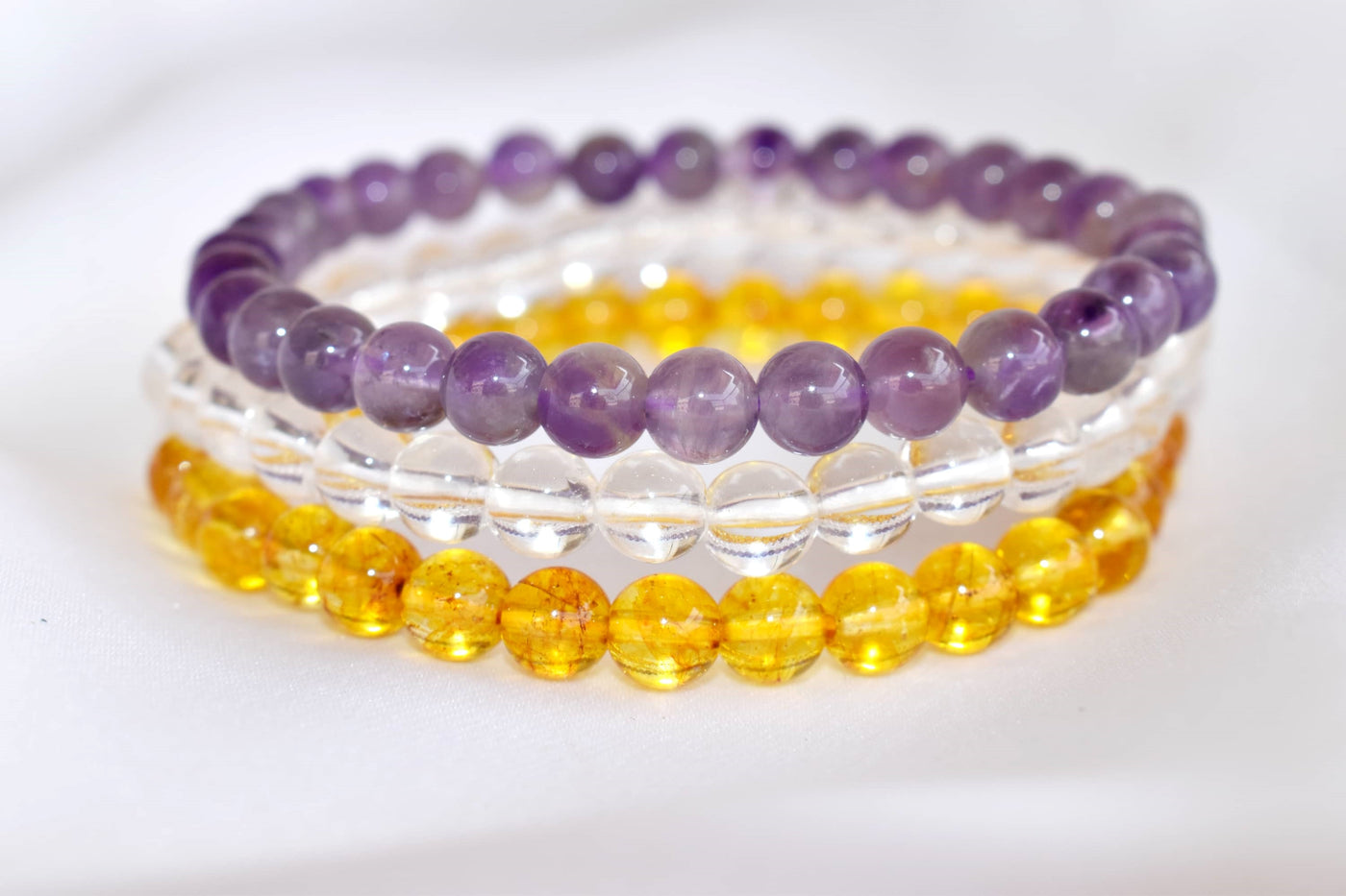 Health and Well-Being Crystal Bracelet Set (6mm Beaded Bracelets Set)