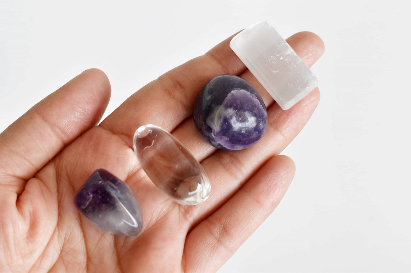 CROWN Chakra Crystals Kit, Chakra's Stones Tumbled Set, Chakra's Gift