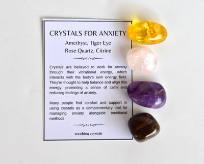 Calming ANXIETY Crystal Kit, Gemstone Tumble Kit, Anxiety Crystal Gift Set