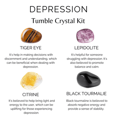 Soothing and Reducing DEPRESSION Crystal Kit, Gemstone Tumble Kit, Depression Crystal Gift Set