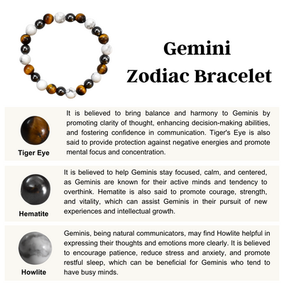 Gemini Zodiac Crystal Bracelet, Gemini Gifts