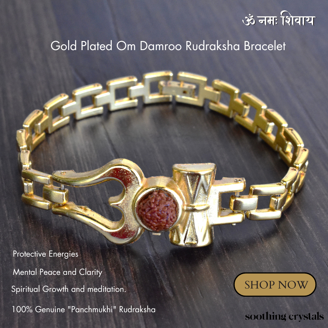 Gold Plated Om 1 Rudraksha Bracelet (Protection and Balanced Energy)