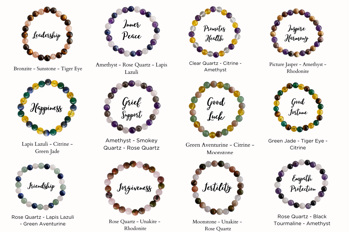 Promoting INNER PEACE Crystal Bracelet (Calmness and Compassion)