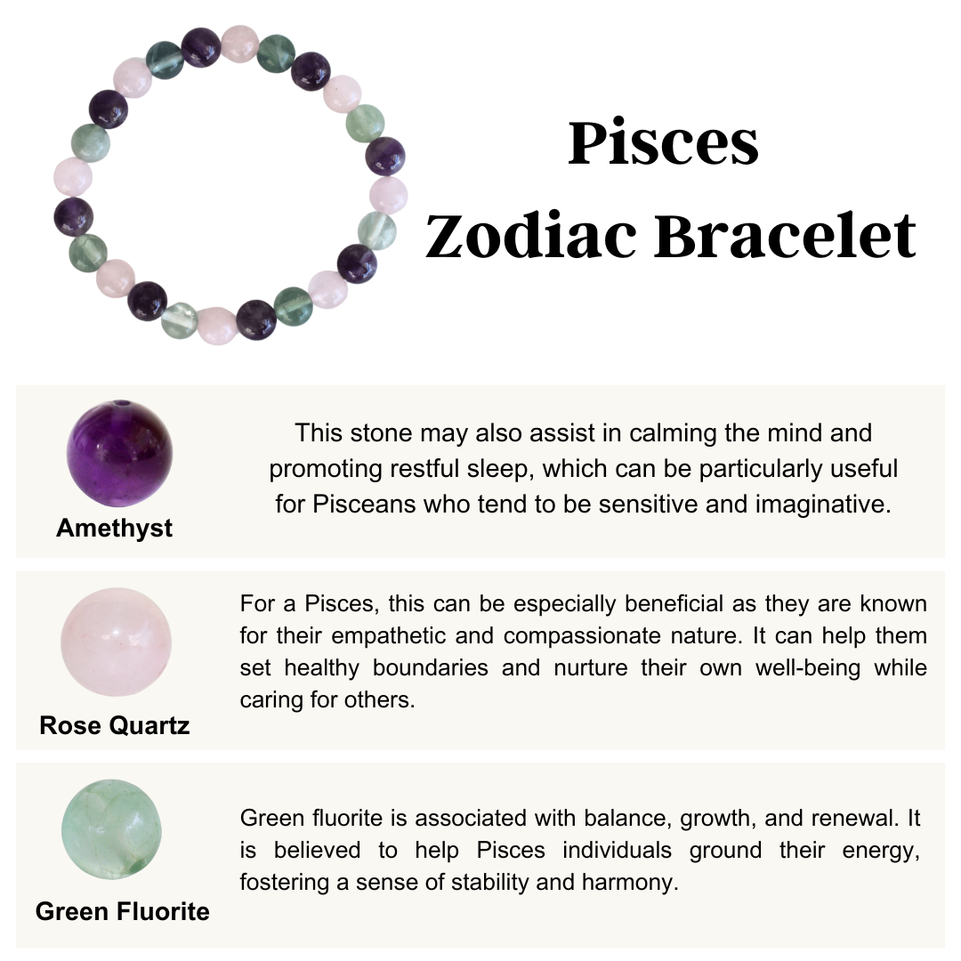 Pisces Zodiac Crystal Bracelet, Pisces Gifts