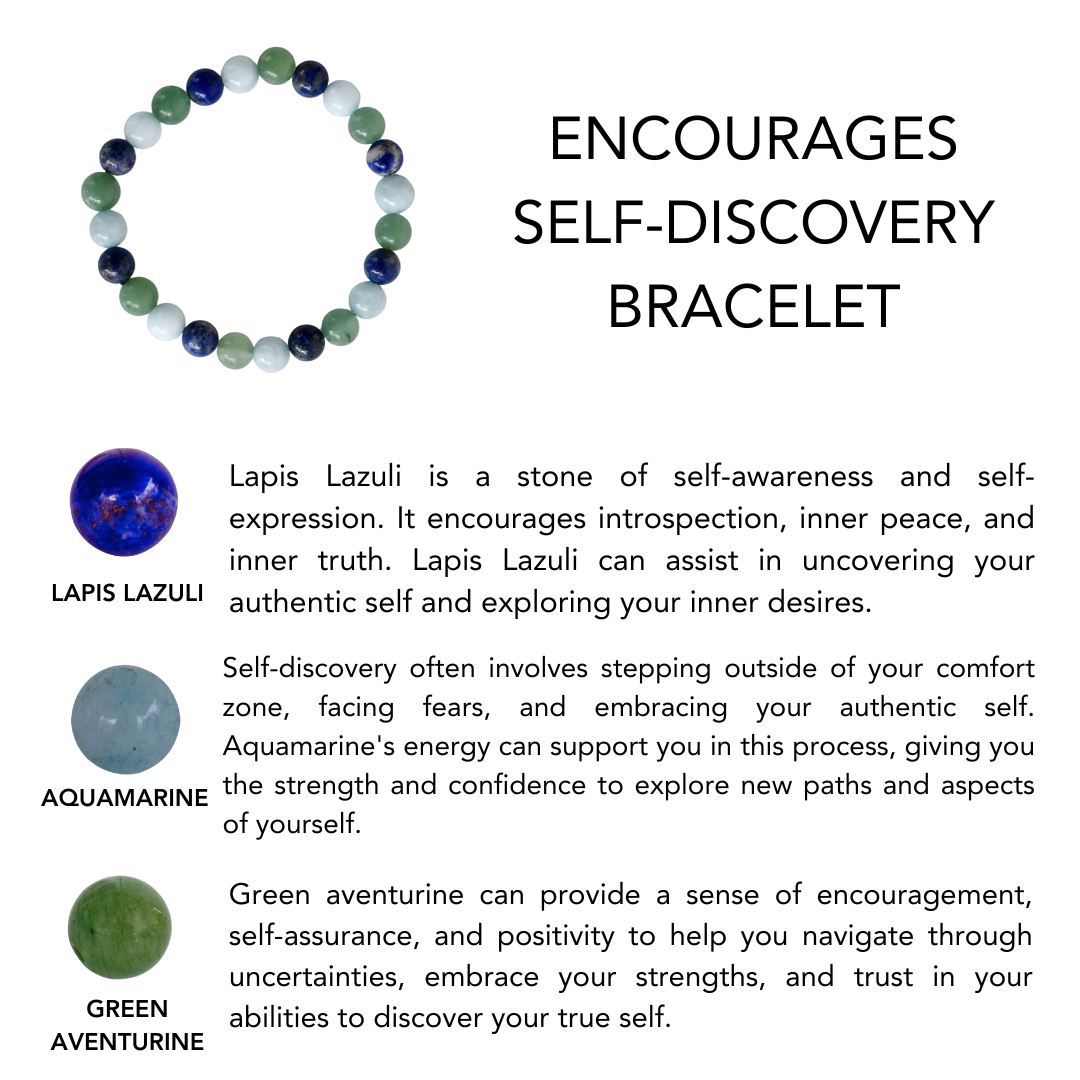 Encourages SELF-DISCOVERY Crystal Bracelet (Communication, Balance, Luck)