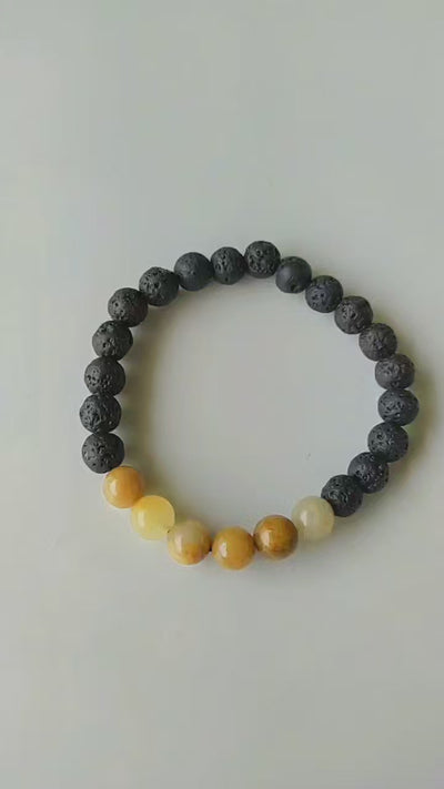 Lava Diffuser Bracelet, Lava with Yellow Aventurine Beads Diffuser Jewelry, Aromatherapy, Essential Oil Bracelet, Spiritual Gift, Yoga Gift for Her,