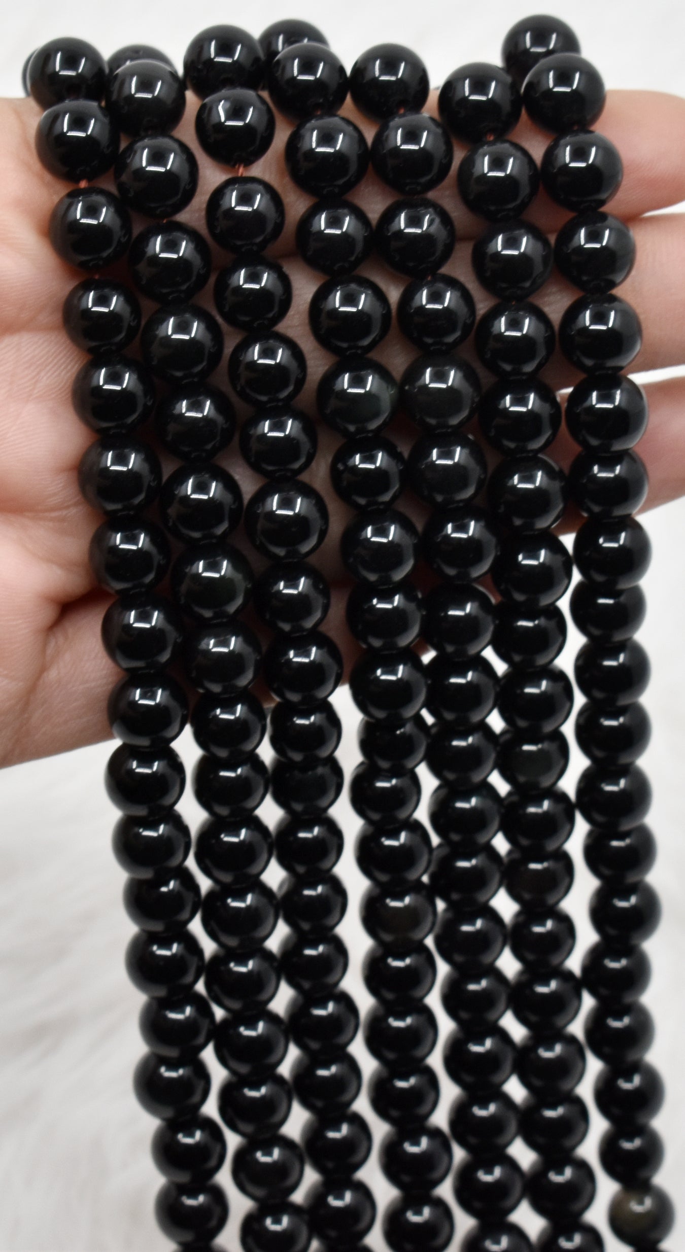 Black Obsidian Beads, Natural Round Crystal Beads 4mm to 18mm