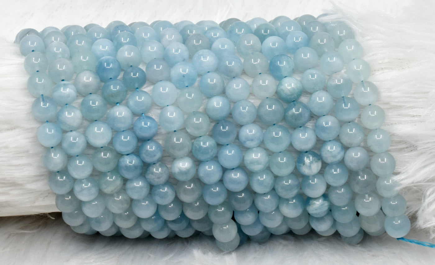 Aquamarine Round Beads-natural