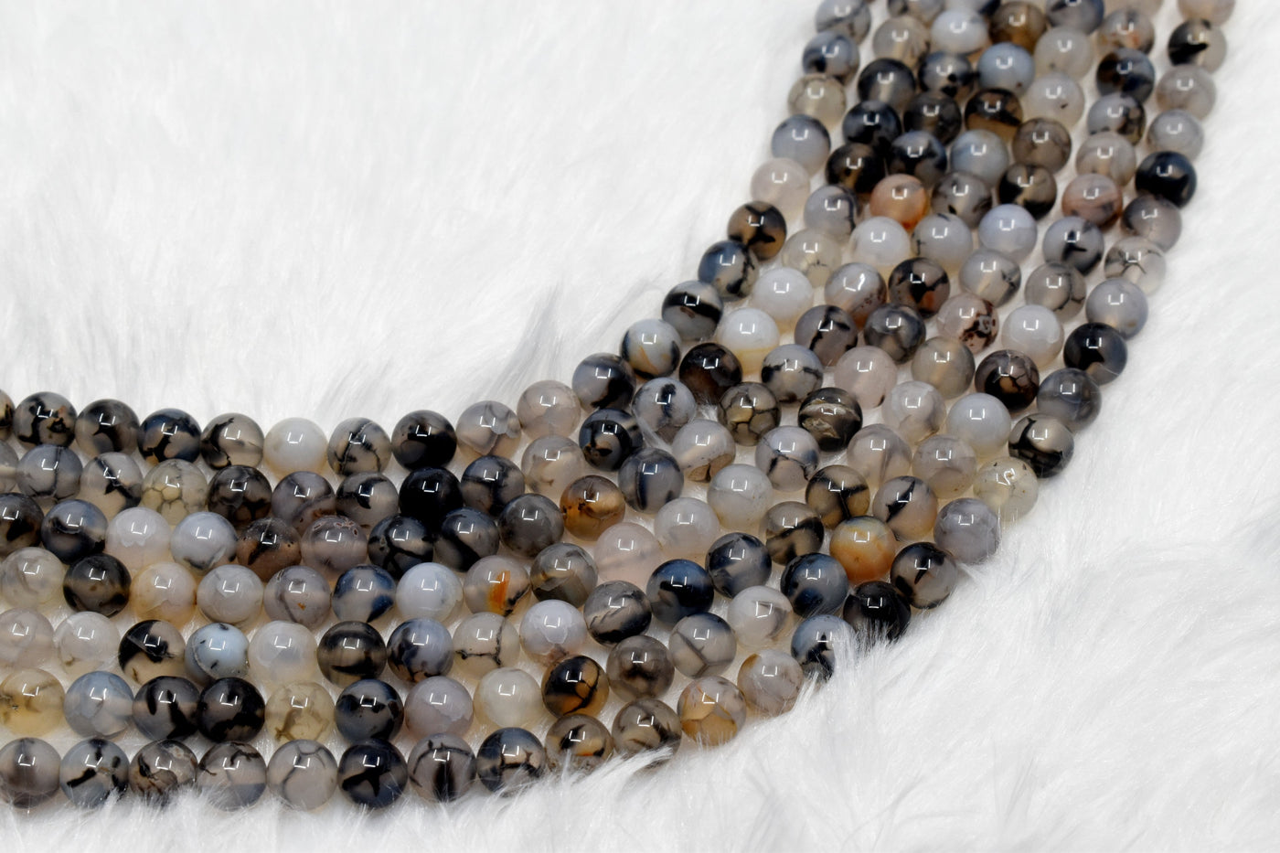 DragonVein Agate Beads, Natural Round Crystal Beads 6mm to 10mm