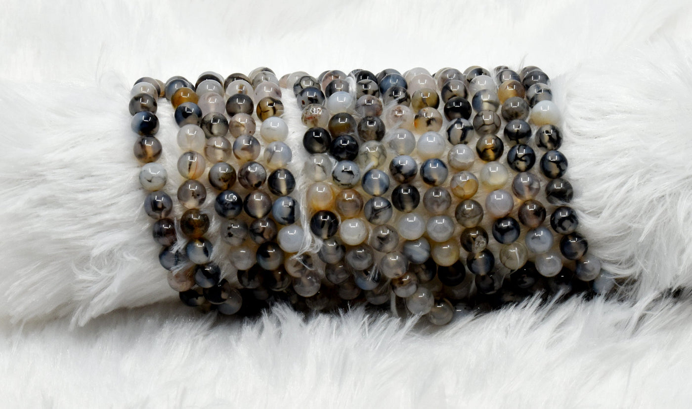 DragonVein Agate Beads, Natural Round Crystal Beads 6mm to 10mm