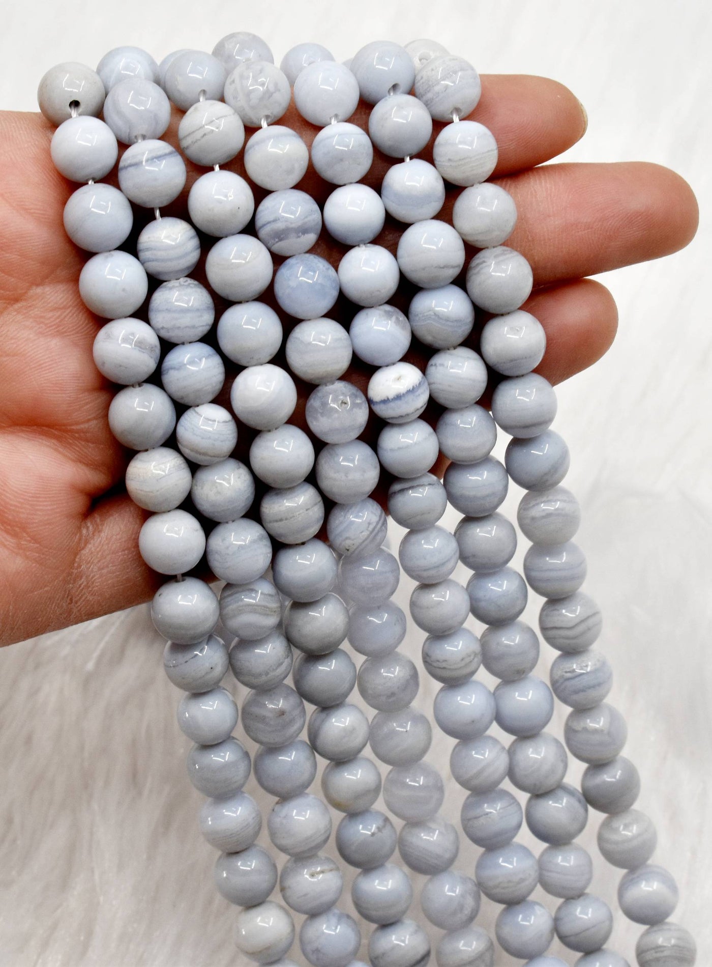 Blue Lace agate Beads, Natural Round Crystal Beads 6mm to 10mm