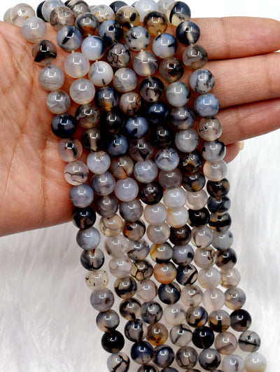 DragonVein Agate Beads, Natural Round Crystal Beads 6mm to 10mm