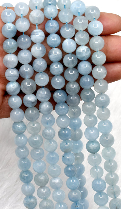 Aquamarine Round Beads-hand