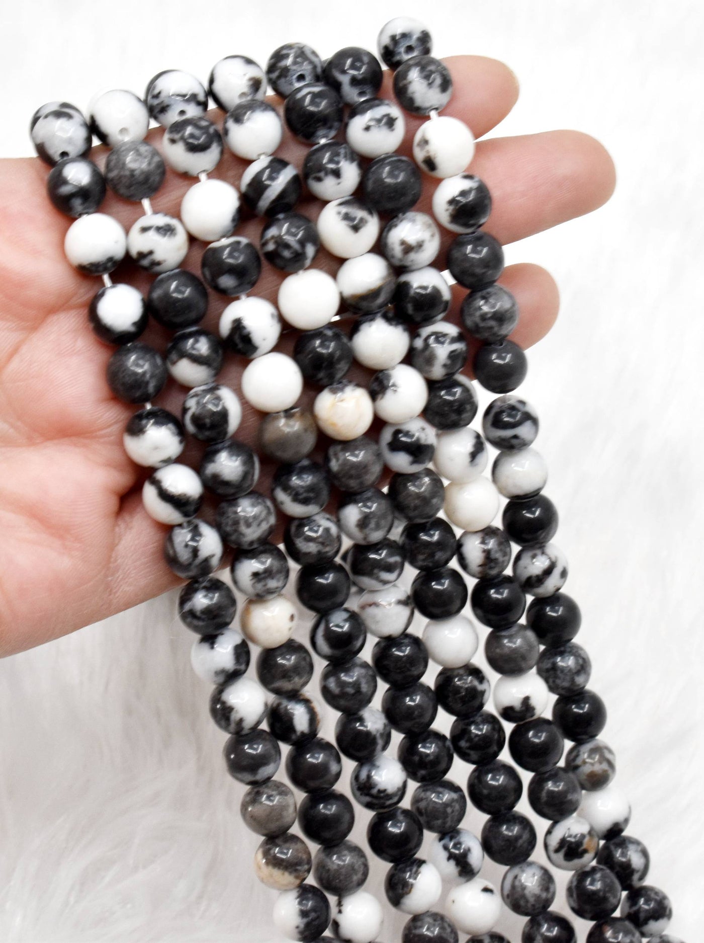 Black & White Zebra Jasper AAA Grade 4mm, 6mm, 8mm, 10mm, 12mm Round Beads