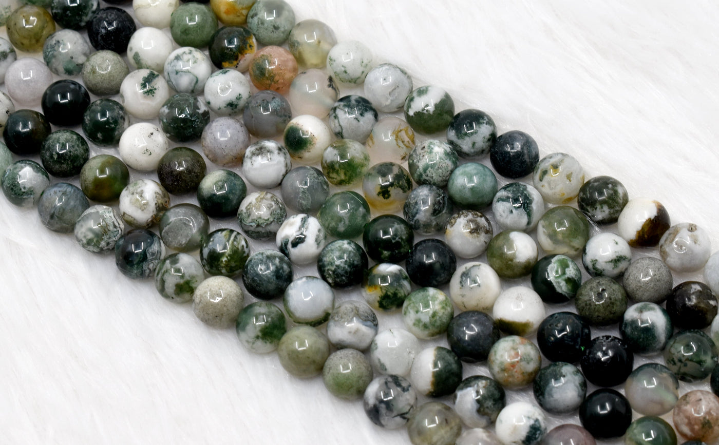 Tree Agate Beads, Natural Round Crystal Beads 4mm to 10mm