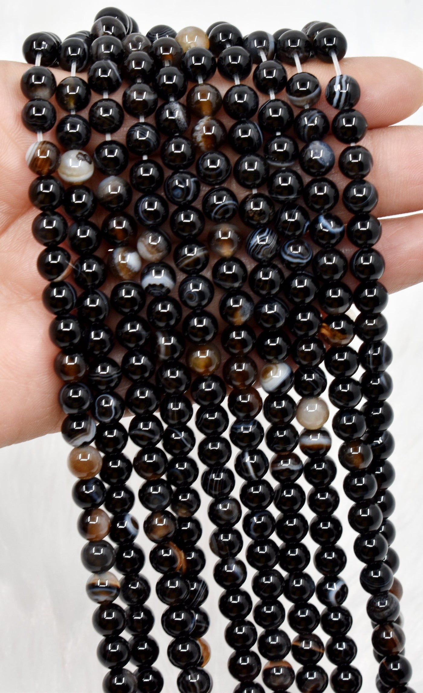 Black Sulemani Agate Beads, Natural Round Crystal Beads 6mm to 12mm