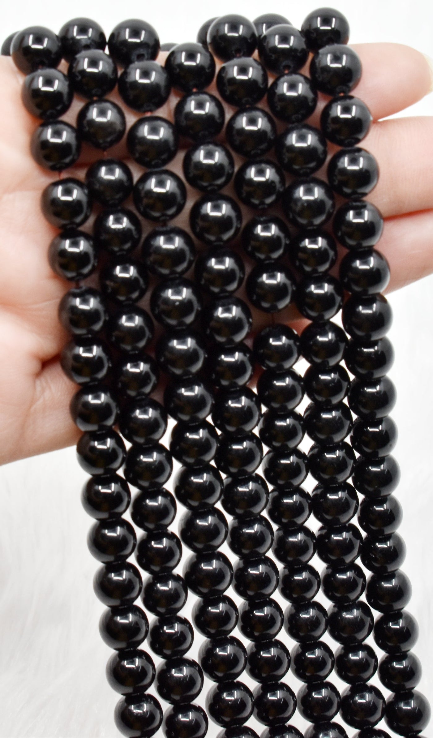 Black Tourmaline Beads, Natural Round Crystal Beads 4mm to 12mm