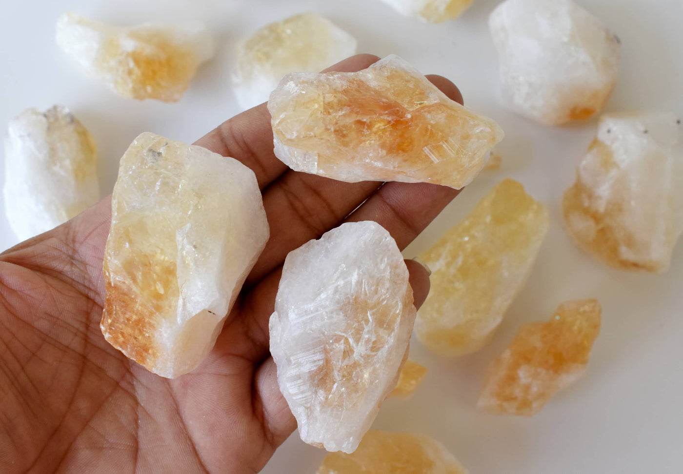 Natural Citrine Points, Natural Bulk Crystals (Stress Relief and Good Fortune)