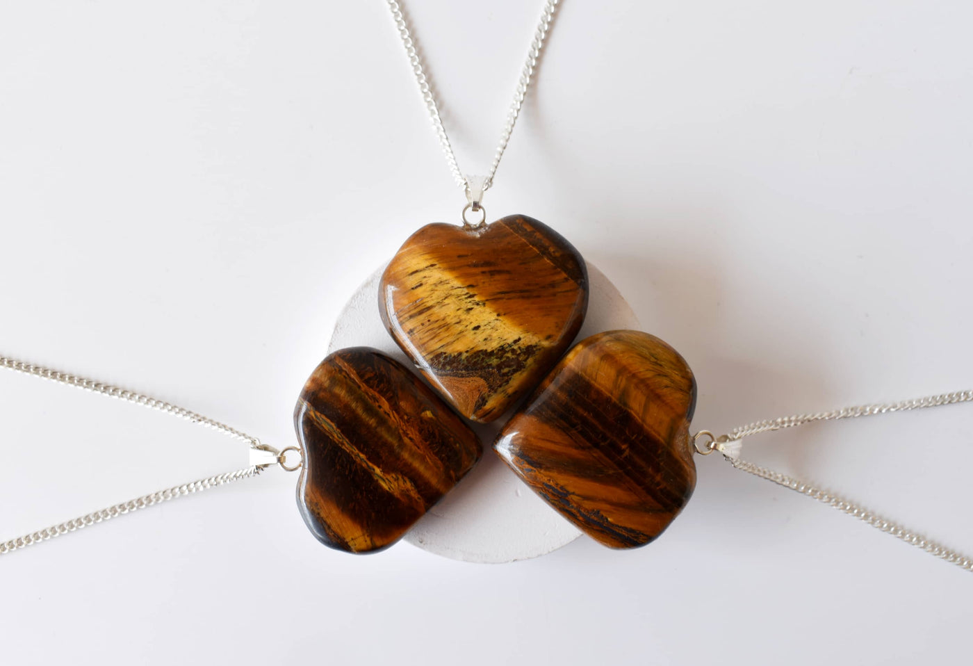 Real Tiger Eye Crystal Heart Pendant, Genuine Heart Shaped Necklaces