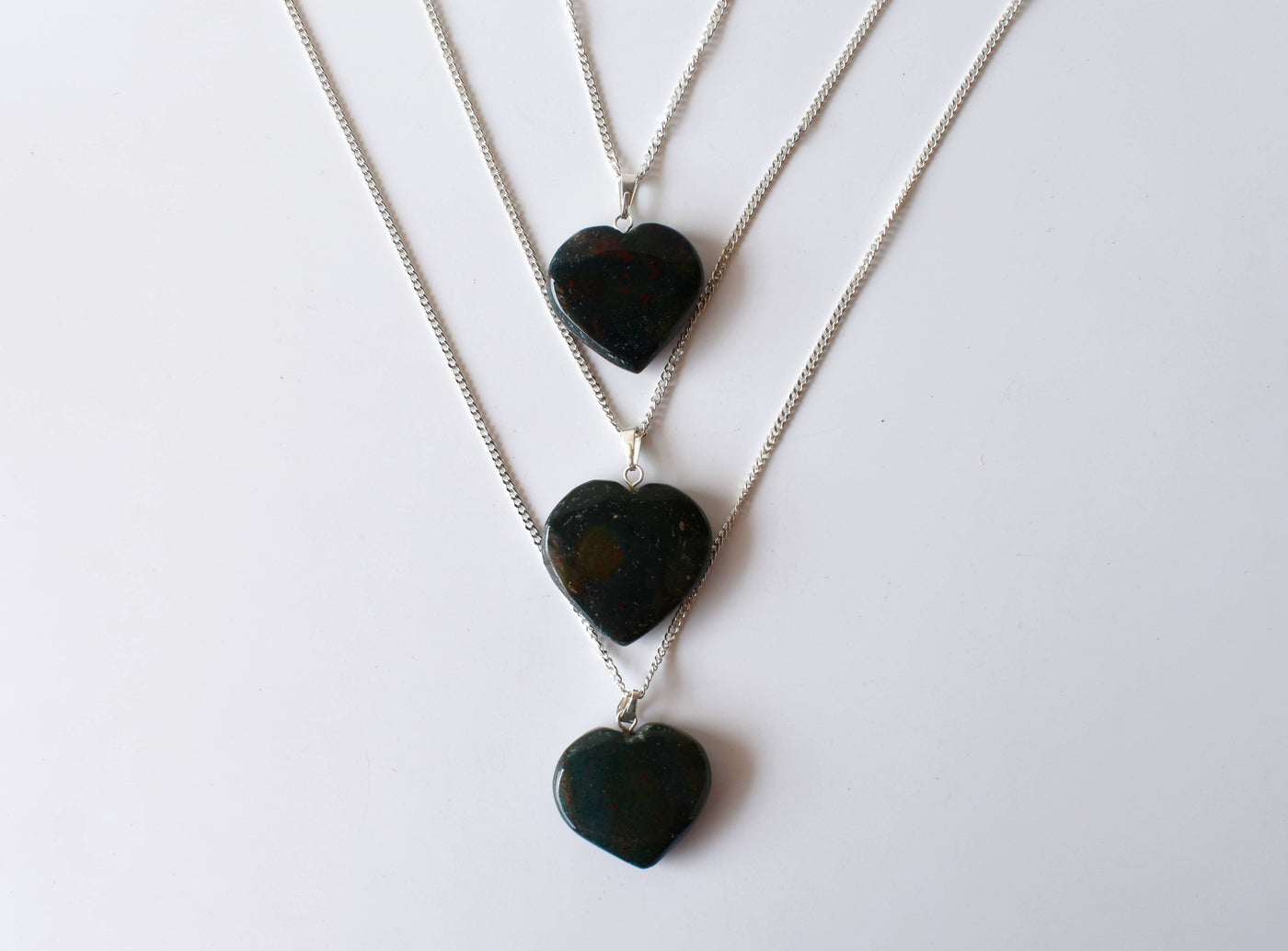 Real Bloodstone Crystal Heart Pendant, Genuine Heart Shaped Necklaces