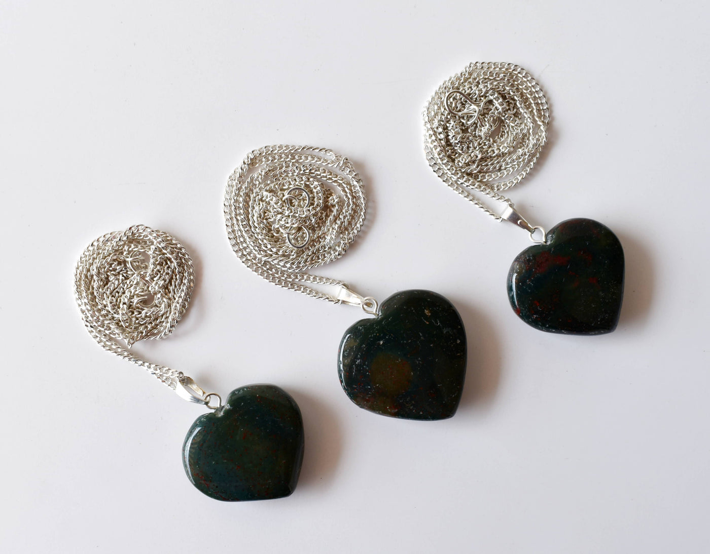 Real Bloodstone Crystal Heart Pendant, Genuine Heart Shaped Necklaces