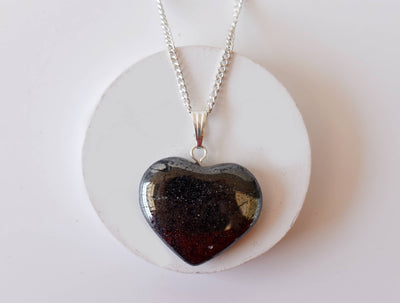 Genuine Hematite Crystal Heart Pendant, Genuine Heart Shaped Necklaces