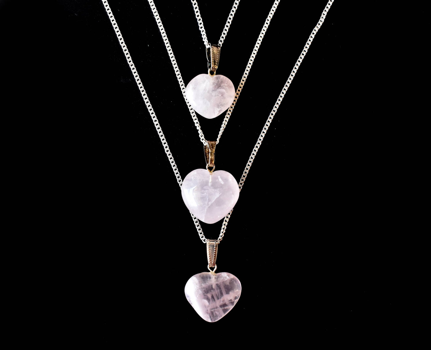 Rose Quartz Heart Pendant, Heart Shaped Stone Rose Quartz Pendants