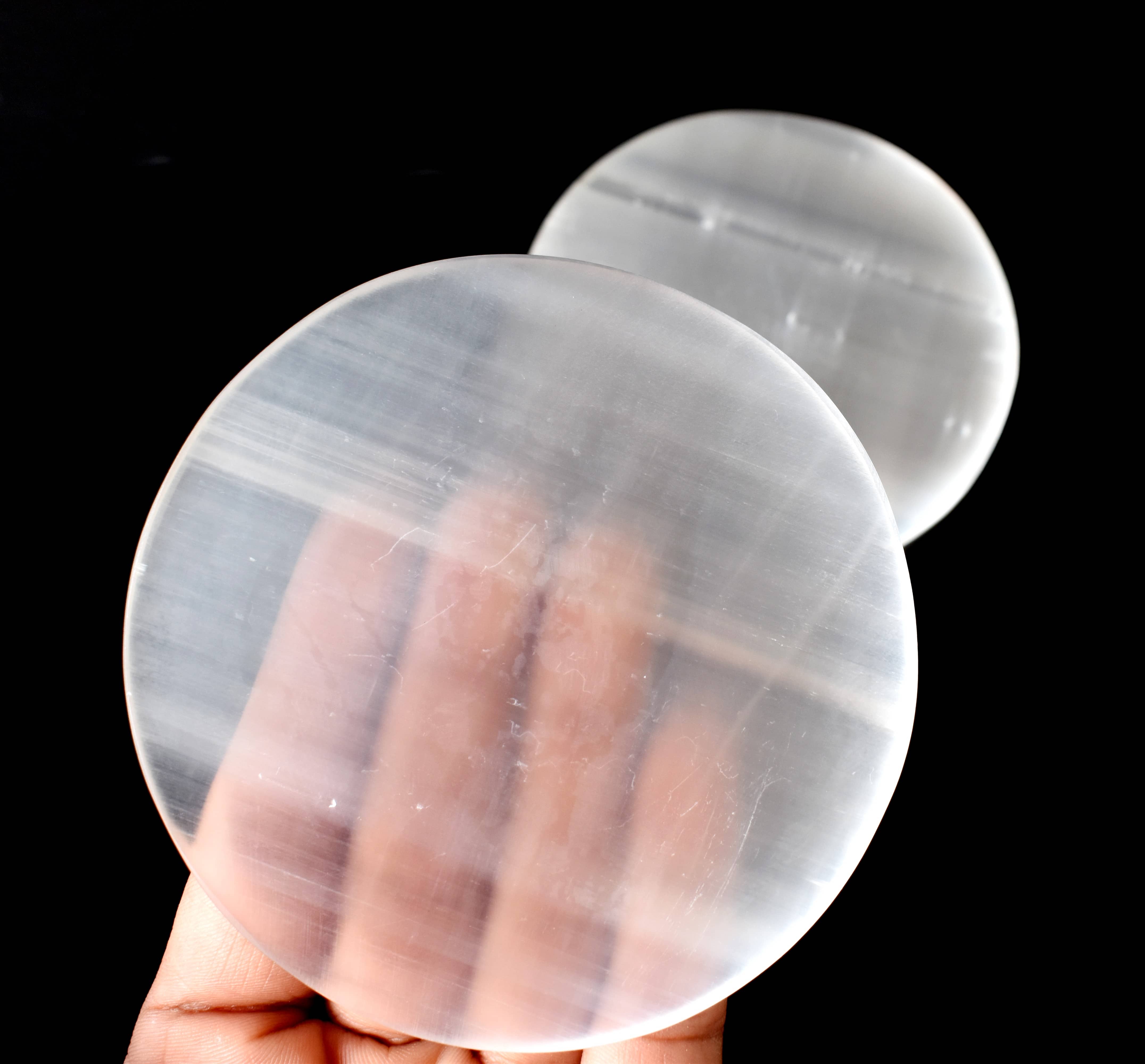 3 inches Selenite Plate, White Round Plain Selenite Charging Plate