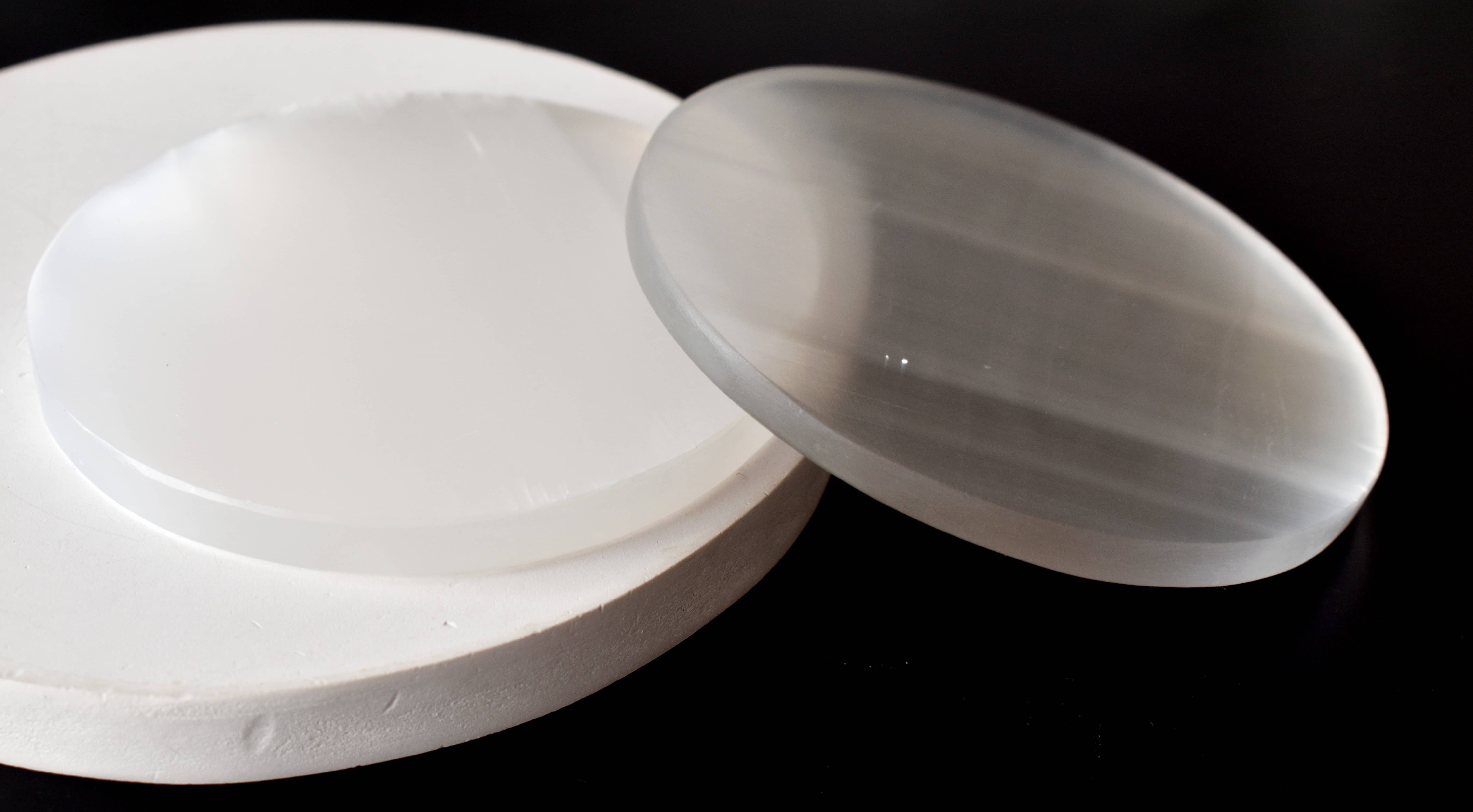 3 inches Selenite Plate, White Round Plain Selenite Charging Plate