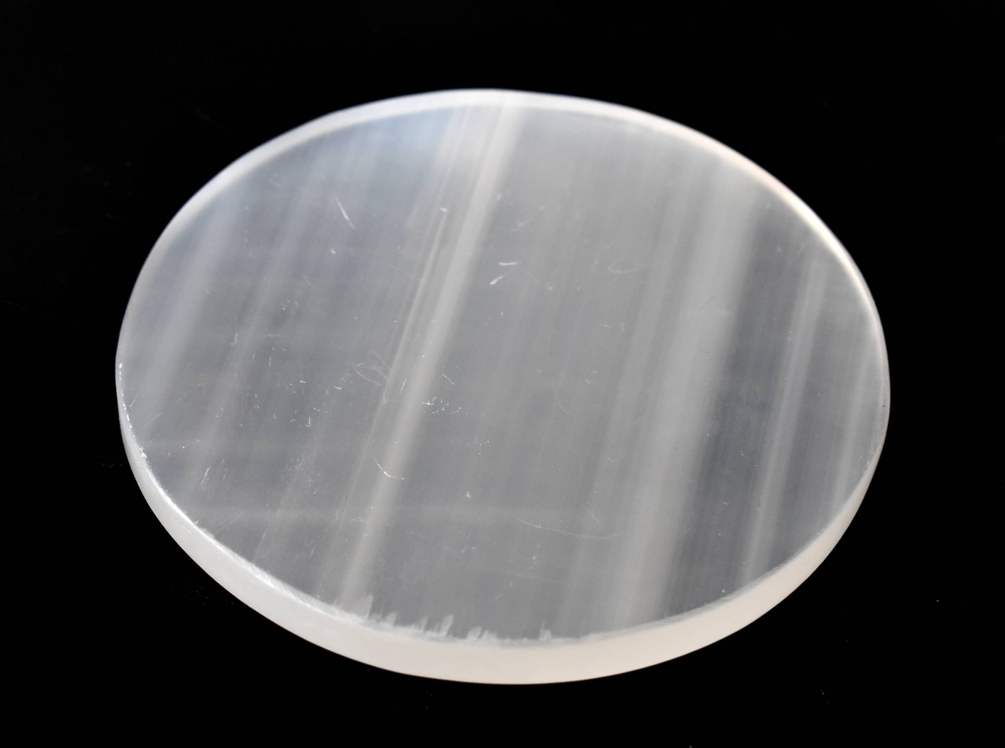 3 inches Selenite Plate, White Round Plain Selenite Charging Plate