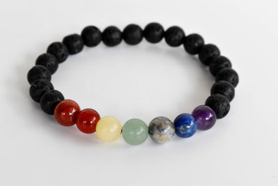 7 Chakra Diffuser Bracelet, Lava with 7 Chakra's Cruystals Beads Diffuser Jewelry, Aromatherapy, Essential Oil Bracelet, Spiritual Gift, Yoga Gift for Her,