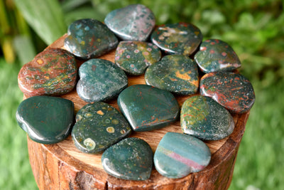 Bloodstone Heart Crystal, Puffy Mini 1 Inch Pocket Crystal Heart