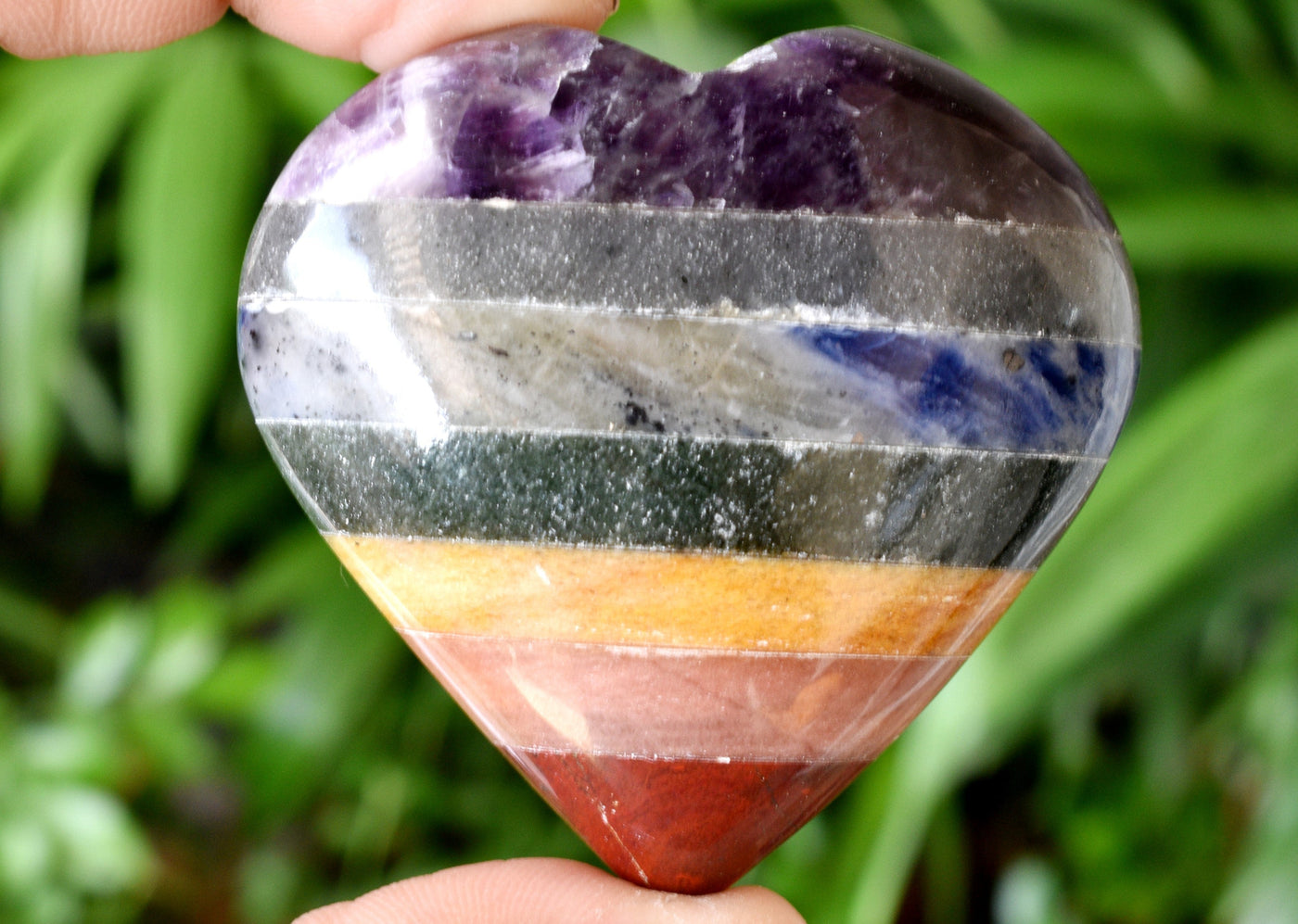 Polished Bonded Chakra Heart Crystal, Puffy Mini 2 Inch Pocket Crystal Heart