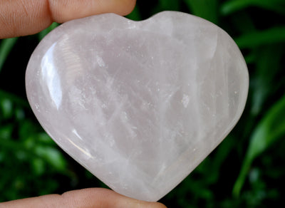 Polished Rose Quartz Heart Crystal, Puffy Mini 2 Inch Pocket Crystal Heart