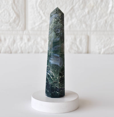 Moss Agate Tower Point (Tranquility and Emotional Balance)