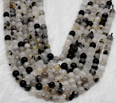 Black Rutile Beads, Natural Round Crystal Beads 6mm to 12mm