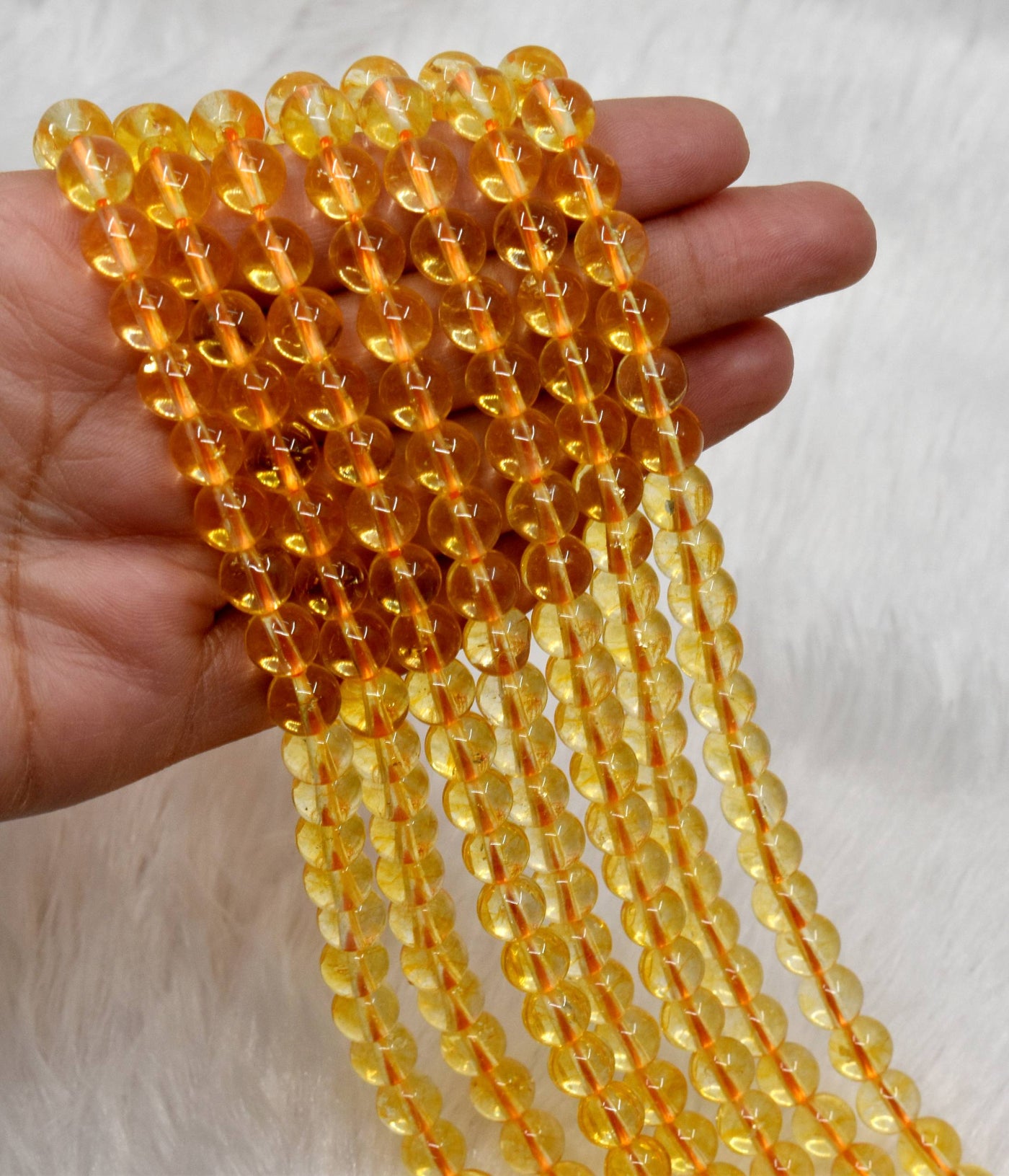 Citrine Heated Beads, Natural Round Crystal Beads 4mm to 12mm