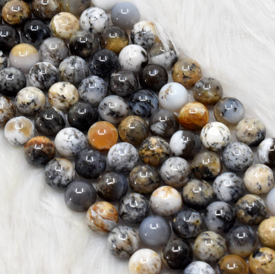 Dendritic Opal Beads, Natural Round Crystal Beads 6mm to 10mm