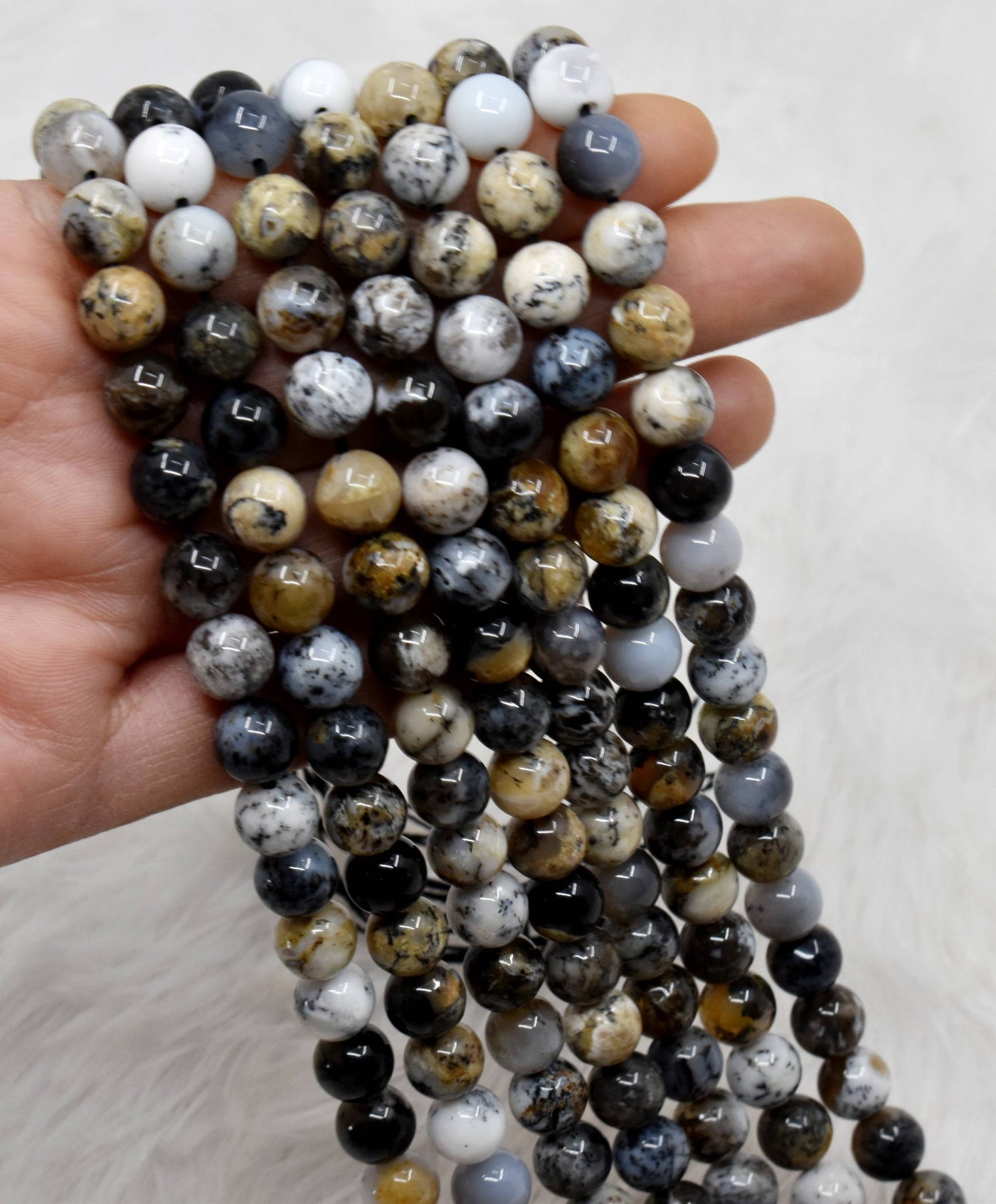 Dendritic Opal Beads, Natural Round Crystal Beads 6mm to 10mm