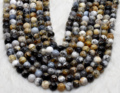 Dendritic Opal Beads, Natural Round Crystal Beads 6mm to 10mm