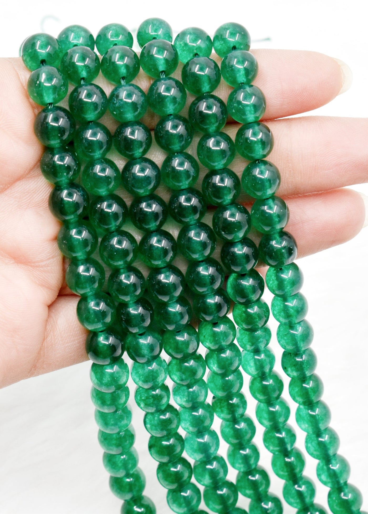 Green Jade Beads, Natural Round Crystal Beads 4mm to 10mm