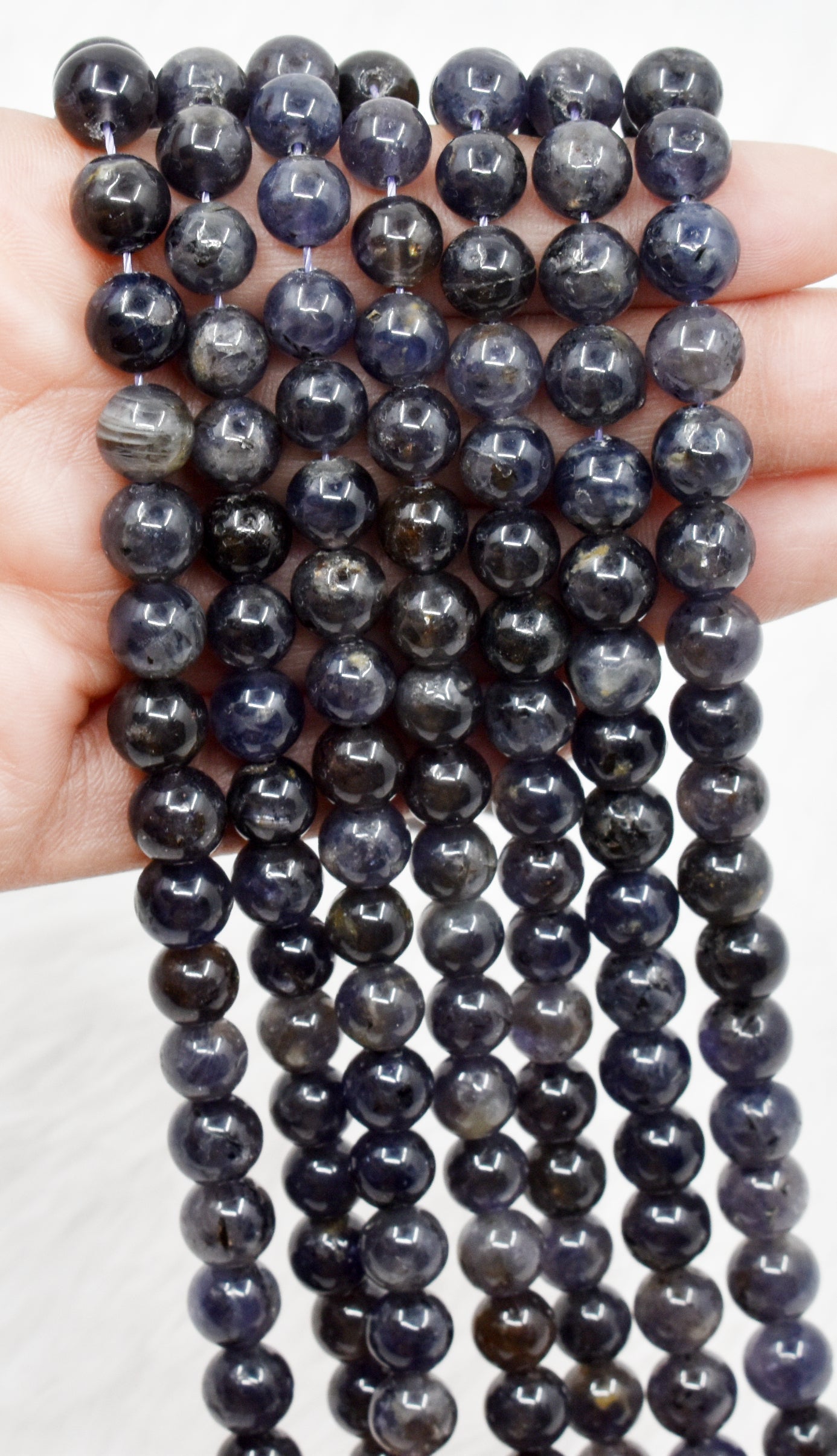 Iolite Beads, Natural Round Crystal Beads 6mm to 10mm