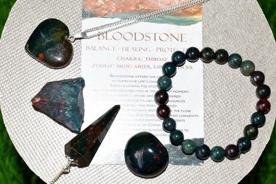 Bloodstone Crystal Gift Set For Emotional Support and Protection, Real Polished Gemstones.