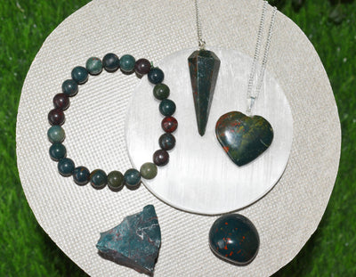 Bloodstone Crystal Gift Set For Emotional Support and Protection, Real Polished Gemstones.