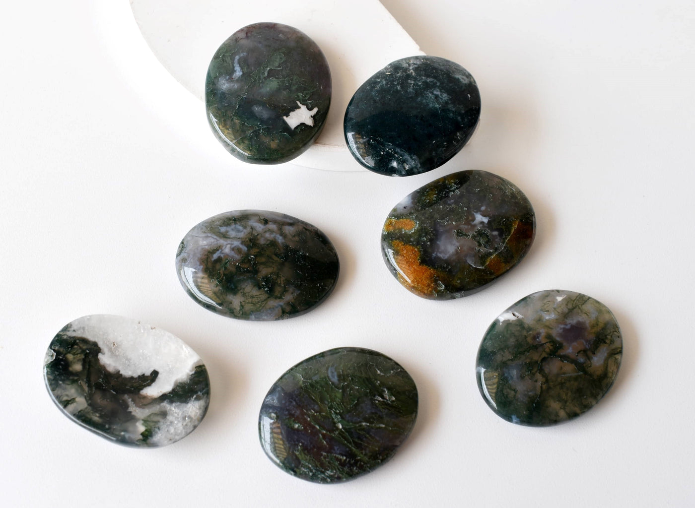 Moss Agate Pocket Stones (Trust and Self-Discipline)