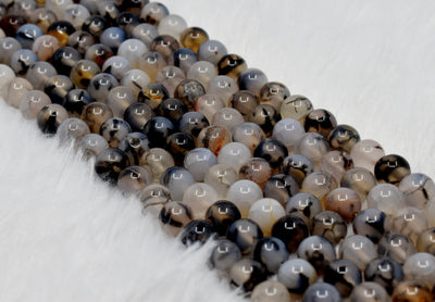 DragonVein Agate Beads, Natural Round Crystal Beads 6mm to 10mm