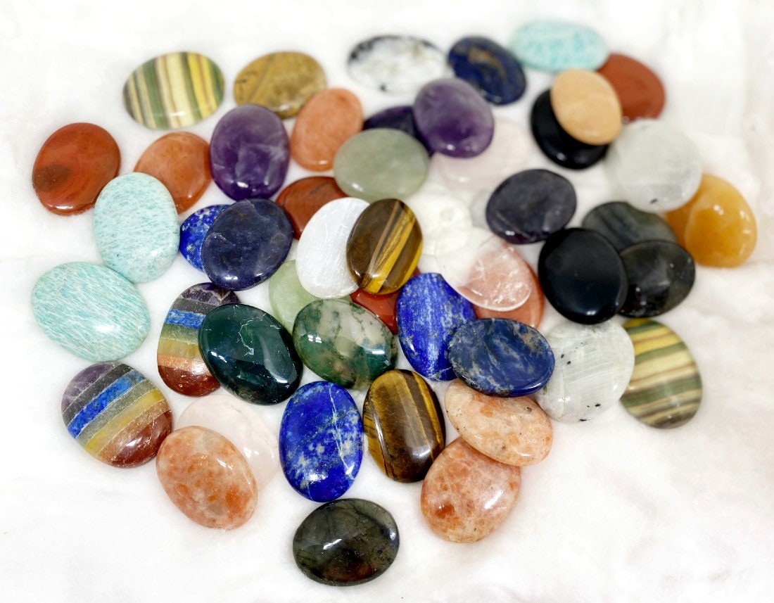 Wholesale Worry Stones Mix Lot 50 Bulk Worry Stones ~ Assorted Crystal for Anxiety Relief